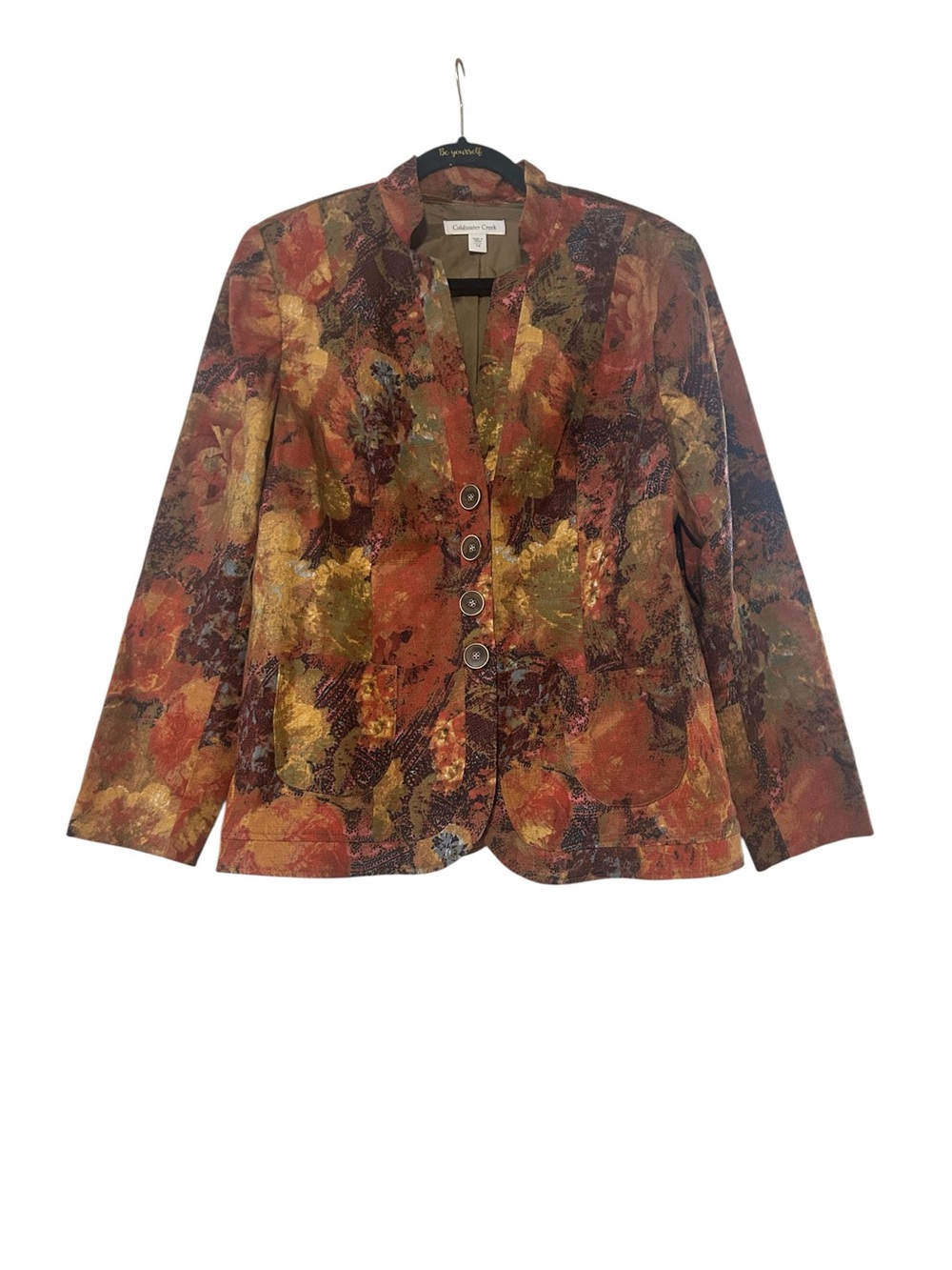 Coldwater Creek Autumn Tone Floral Blazer Jacket